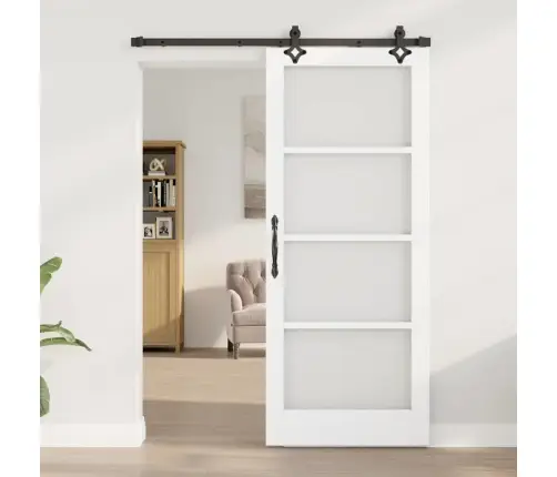 Libisev Uks Muu Valge 83 X 202 Cm Puit Ja Metall