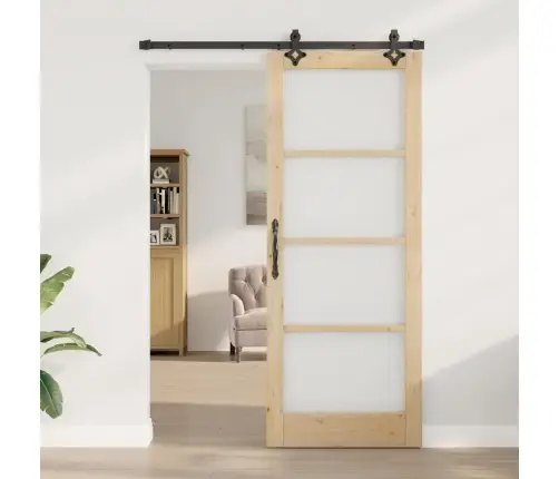 Bīdāmās Durvis Ar Montāžas Komplektu - 83X211 Cm - Ciets Priedes Koks Vidaxl