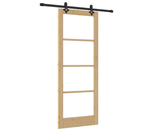 Bīdāmās Durvis Ar Montāžas Komplektu - 83X211 Cm - Ciets Priedes Koks Vidaxl