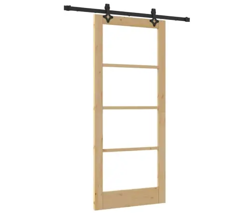 Bīdāmās Durvis Ar Piederumu Komplektu 86X198.5 Cm Ciets Koks Priede Vidaxl