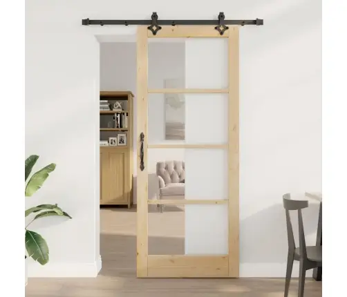 Bīdāmās Durvis Ar Aparatūras Komplektu 86X211 Cm Masīvkoks No Priedes Vidaxl