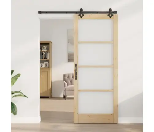 Bīdāmās Durvis Ar Aparatūras Komplektu 86X211 Cm Masīvkoks No Priedes Vidaxl