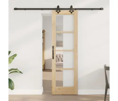 Bīdāmās Durvis Ar Aprīkojuma Komplektu 61X198.5 Cm Cietais Koks Priežu Vidaxl