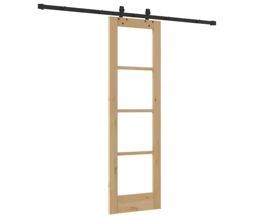 Bīdāmās Durvis Ar Aprīkojuma Komplektu 61X198.5 Cm Cietais Koks Priežu Vidaxl