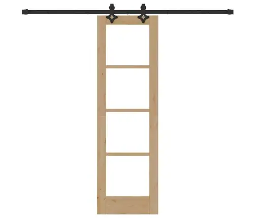 Bīdāmās Durvis Ar Aprīkojuma Komplektu 61X198.5 Cm Cietais Koks Priežu Vidaxl