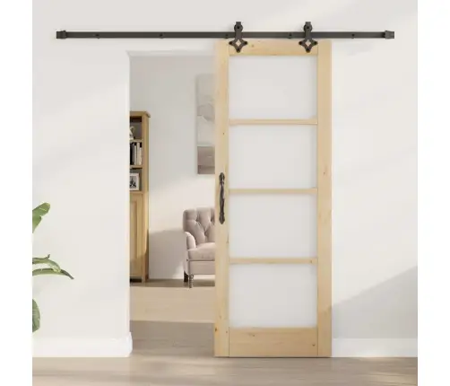 Bīdāmās Durvis Ar Aprīkojuma Komplektu 73.5X198.5 Cm Masīvkoka Priede Vidaxl