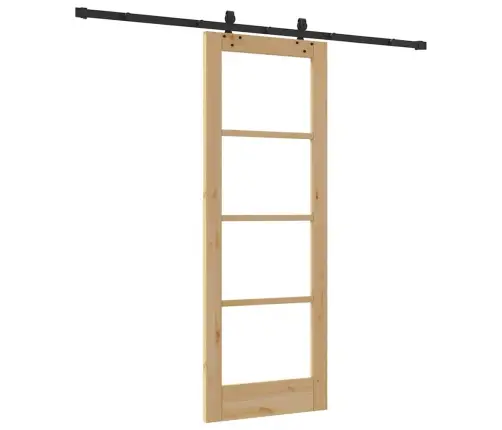 Bīdāmās Durvis Ar Aprīkojuma Komplektu 73.5X198.5 Cm Masīvkoka Priede Vidaxl