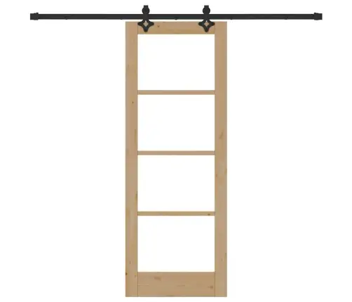 Bīdāmās Durvis Ar Aprīkojuma Komplektu 73.5X198.5 Cm Masīvkoka Priede Vidaxl