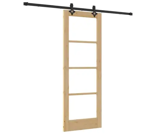 Bīdāmās Durvis Ar Aprīkojuma Komplektu 73.5X198.5 Cm Masīvkoka Priede Vidaxl