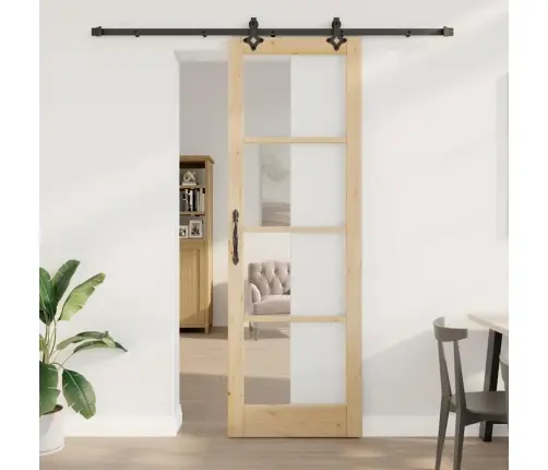 Bīdāmās Durvis Ar Aparatūras Komplektu 78X232 Cm Masīvkoka Priede Vidaxl