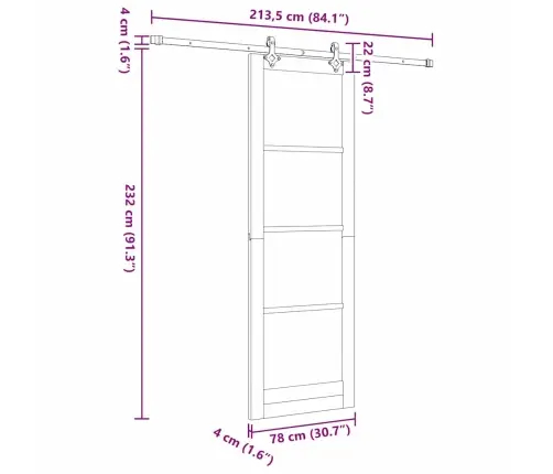 Bīdāmās Durvis Ar Aparatūras Komplektu 78X232 Cm Masīvkoka Priede Vidaxl