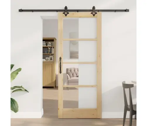 Bīdāmās Durvis Ar Montāžas Komplektu 83X202 Cm Masīvā Prieža Vidaxl