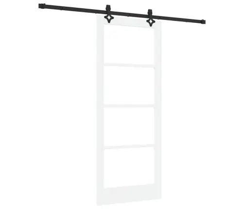 Bīdāmās Durvis Ar Piederumu Komplektu Baltas 83X202 Cm Cietas Koka Priedes Vidaxl