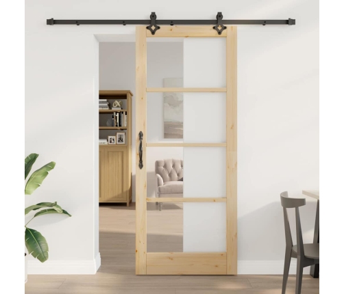 Bīdāmās Durvis Ar Aparatūras Komplektu 86X211 Cm Masīvkoks Priede Vidaxl