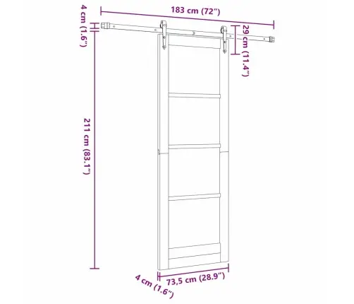 Liuguks Pruun 73.5 X 211 Cm Puit Ja Metall