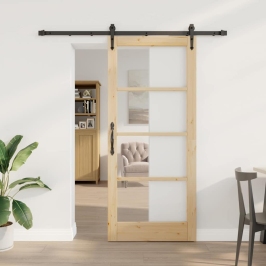 Slīdošas Durvis Brūna 86 X 198.5 Cm Koks Un Metāls Vidaxl