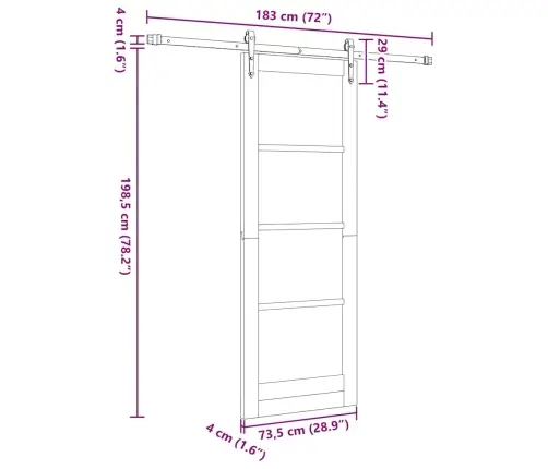 Slīdošas Durvis Brūna 73.5 X 198.5 Cm Koks Un Metāls Vidaxl
