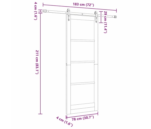 Slīdošas Durvis Brūna 78 X 211 Cm Koks Un Metāls Vidaxl