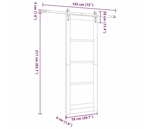 Liuguks Pruun 78 X 211 Cm Puit Ja Metall