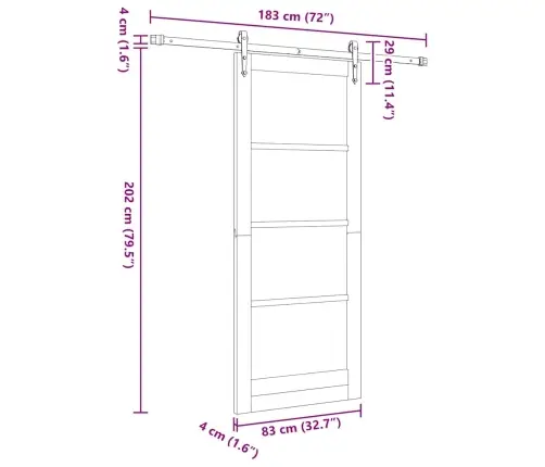 Slīdošas Durvis Balts 83 X 202 Cm Koks Un Metāls Vidaxl