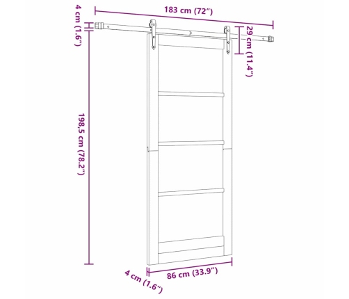 Slīdošas Durvis Brūna 86 X 198.5 Cm Koks Un Metāls Vidaxl