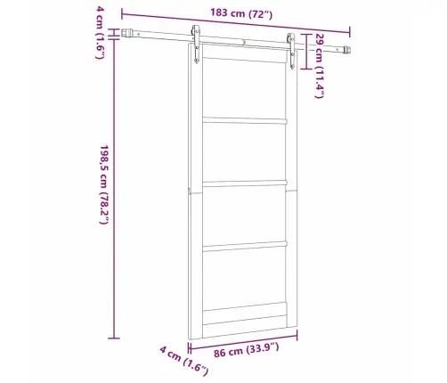 Slankios Durys Ruda 86 X 198.5 Cm Medis Ir Metalas