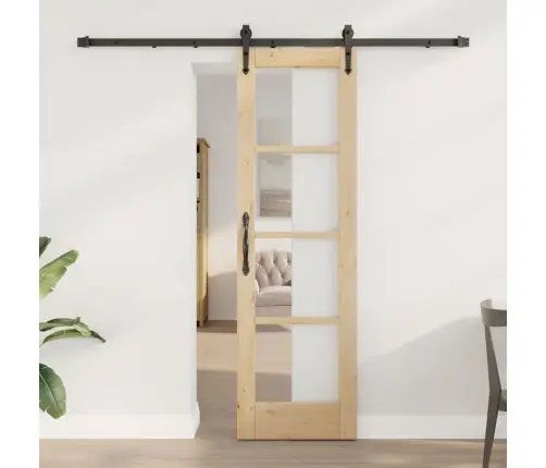 Bīdāmās Durvis Ar Aparatūras Komplektu 61X198.5 Cm Cieta Priede Vidaxl