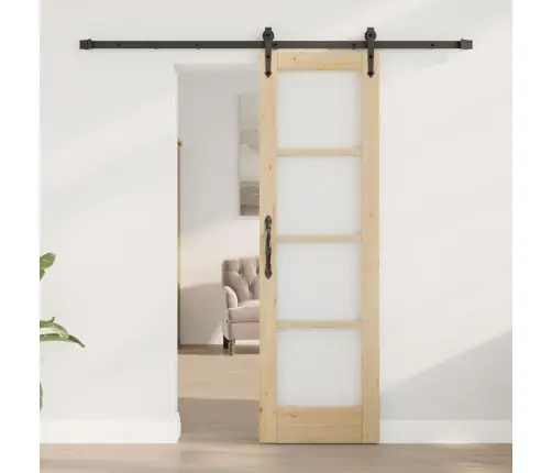 Bīdāmās Durvis Ar Aparatūras Komplektu 61X198.5 Cm Cieta Priede Vidaxl