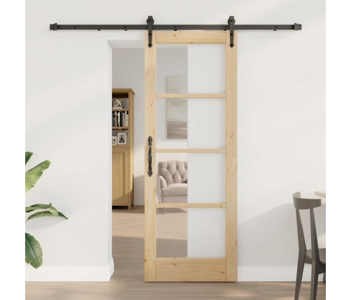 Bīdāmās Durvis Ar Aparatūras Komplektu 73.5X198.5 Cm Cietais Priedes Koks Vidaxl