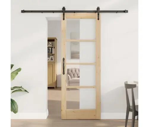 Bīdāmās Durvis Ar Aparatūras Komplektu 73.5X198.5 Cm Cietais Priedes Koks Vidaxl