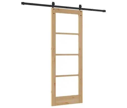 Bīdāmās Durvis Ar Aparatūras Komplektu 73.5X198.5 Cm Cietais Priedes Koks Vidaxl