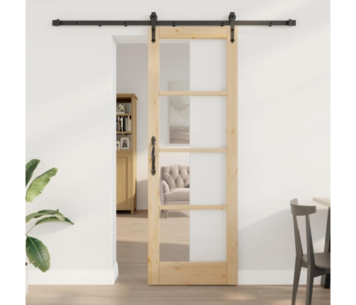 Bīdāmās Durvis Ar Aparatūras Komplektu 73.5X211 Cm Cietā Priedes Kokā Vidaxl