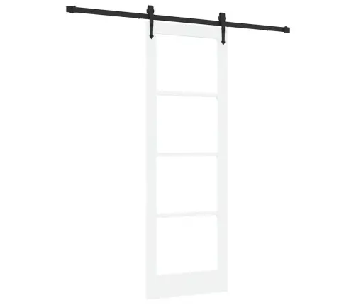 Bīdāmās Durvis Ar Detaļu Komplektu Balts 73.5X211 Cm Masīvkoka Priede Vidaxl