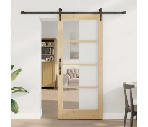 Bīdāmās Durvis Ar Aparatūras Komplektu 78X202 Cm Cietā Priedes Koka Vidaxl