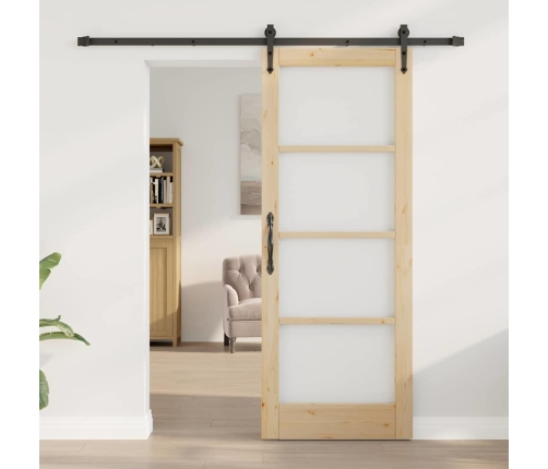 Bīdāmās Durvis Ar Aparatūras Komplektu 78X202 Cm Cietā Priedes Koka Vidaxl