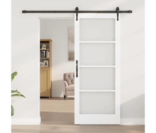 Bīdāmās Durvis Ar Piederumu Komplekts Balts 83X202 Cm Ciets Koks Prieža Vidaxl