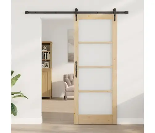 Bīdāmās Durvis Ar Iekārtu Komplektu 83X211 Cm Cietā Koka Priede Vidaxl