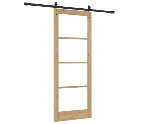 Bīdāmās Durvis Ar Iekārtu Komplektu 83X211 Cm Cietā Koka Priede Vidaxl