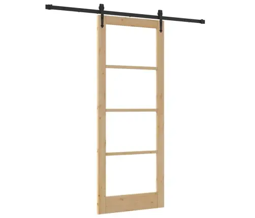 Bīdāmās Durvis Ar Iekārtu Komplektu 83X211 Cm Cietā Koka Priede Vidaxl