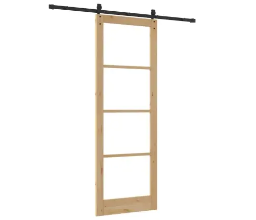 Bīdāmās Durvis Ar Aprīkojuma Komplektu 83X232 Cm Masīvkoks Priede Vidaxl
