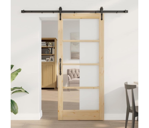 Bīdāmās Durvis Ar Aparatūras Komplektu 86X198.5 Cm Cietā Priedes Koka Vidaxl
