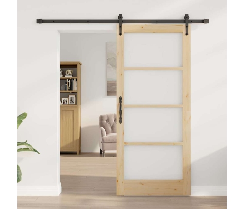 Bīdāmās Durvis Ar Aparatūras Komplektu 86X198.5 Cm Cietā Priedes Koka Vidaxl