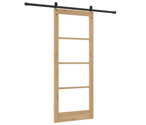 Bīdāmās Durvis Ar Aparatūras Komplektu 86X211 Cm Masīvkoka Priedes Vidaxl