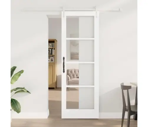 Bīdāmās Durvis Ar Aparatūras Komplektu Balts 73.5X211 Cm Cieta Koka Priežu Vidaxl