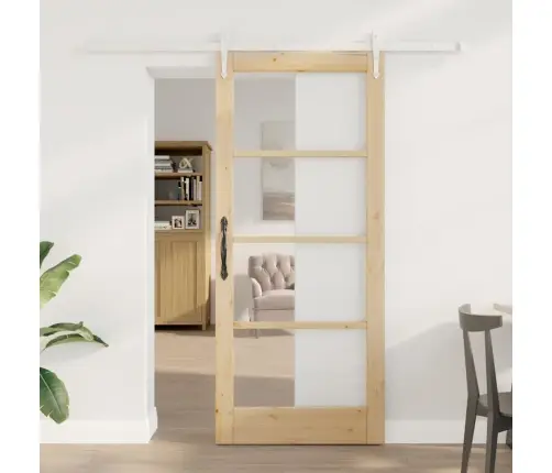 Bīdāmās Durvis Ar Aparatūras Komplektu 78X202 Cm Masīvkoks Prieža Vidaxl