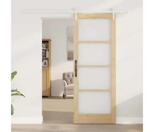 Bīdāmās Durvis Ar Aparatūras Komplektu 78X202 Cm Masīvkoks Prieža Vidaxl