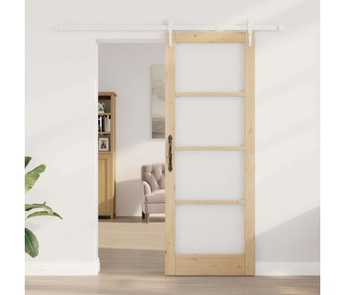 Bīdāmās Durvis Ar Aprīkojuma Komplektu 78X211 Cm Ciets Priežu Koks Vidaxl