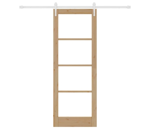 Bīdāmās Durvis Ar Aprīkojuma Komplektu 78X211 Cm Ciets Priežu Koks Vidaxl