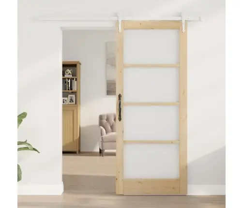 Bīdāmās Durvis Ar Aparatūras Komplektu 83X202 Cm Masīvkoks Priede Vidaxl