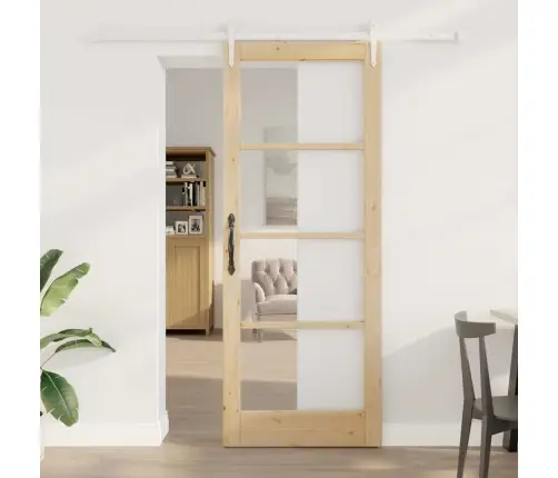 Bīdāmās Durvis Ar Aparatūras Komplektu 83X211 Cm Ciets Koks Priede Vidaxl